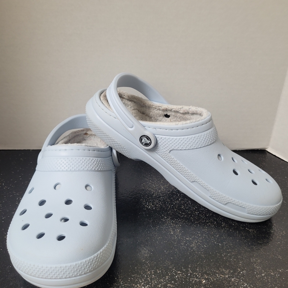 Crocs Light Blue Lined Clogs
